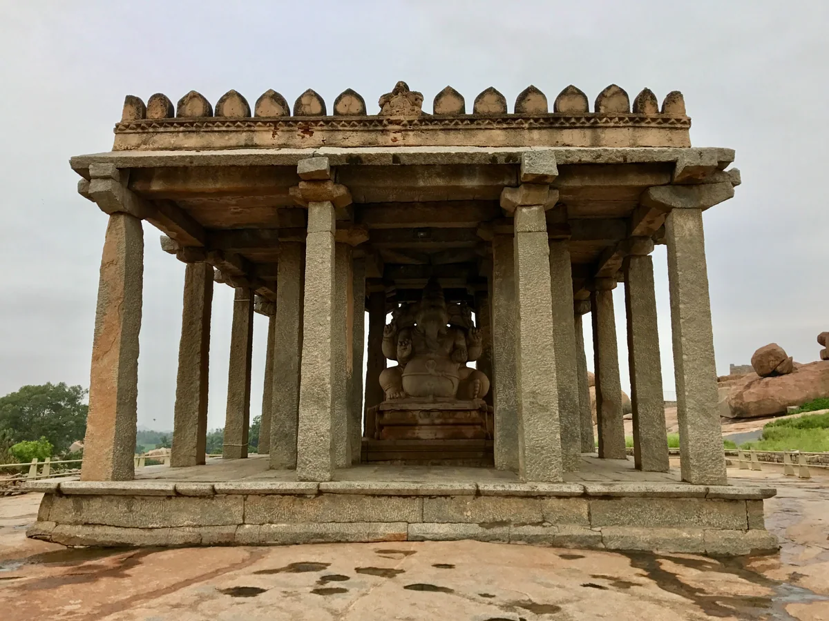 The stone pavilion of Sasivekalu Ganesha at Hampi