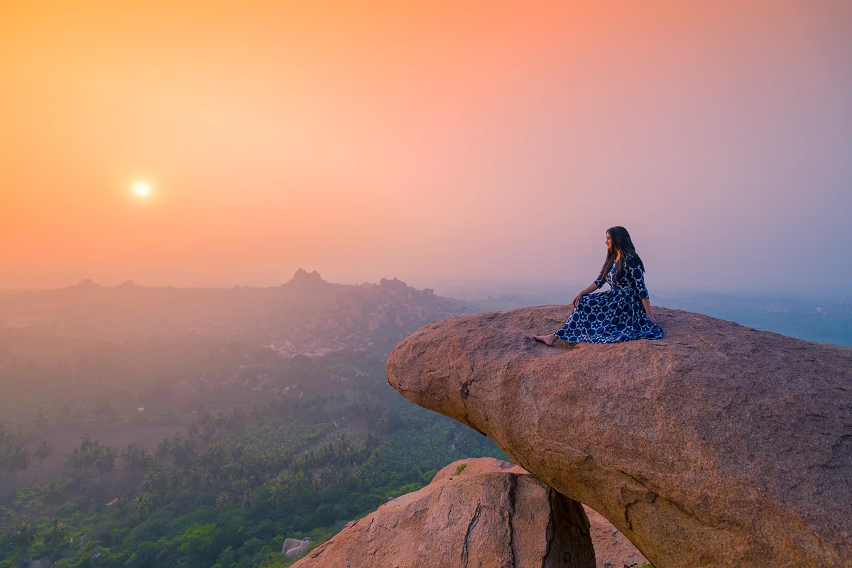 Sunrise illuminating the Hampi landscape from Matanga Hill